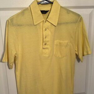 VTG Montgomery Ward Yellow Cotton Blend Polo Shirt Short Sleeve - Mens Small